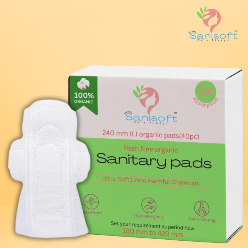 Sanisoft 240 mm (Large) Organic Cotton Sanitary Pads (40Pc)