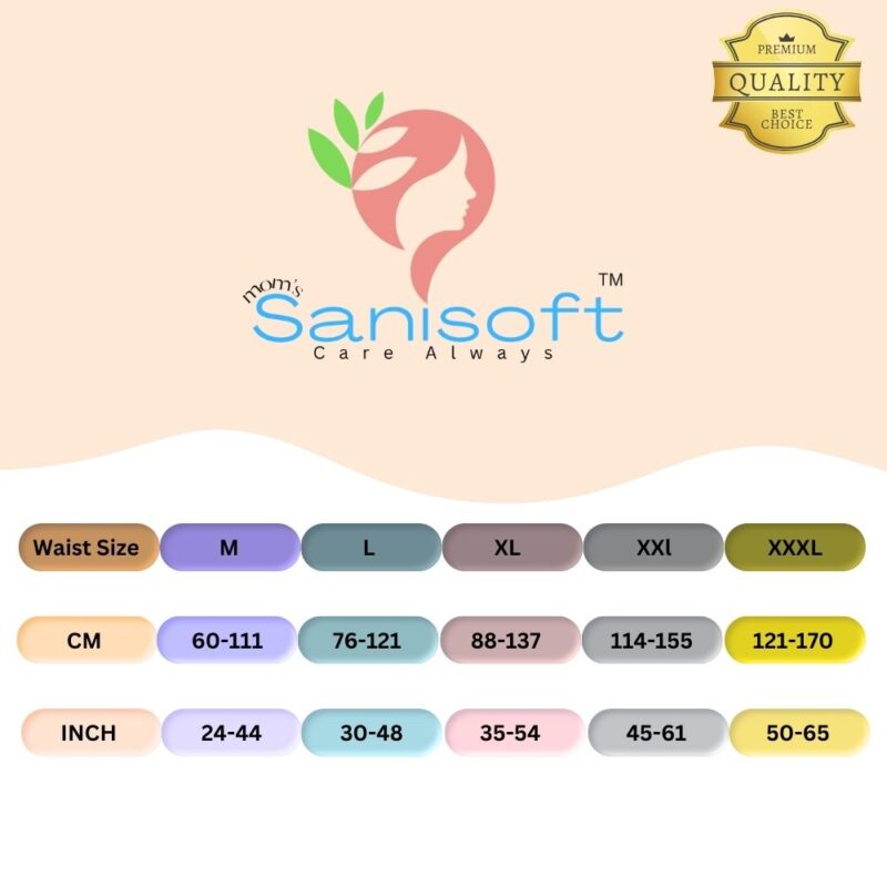 Sanisoft Premium Adult Diaper Pant Style (pull up)– Medium Size (M), 30 Pieces: - Image 3