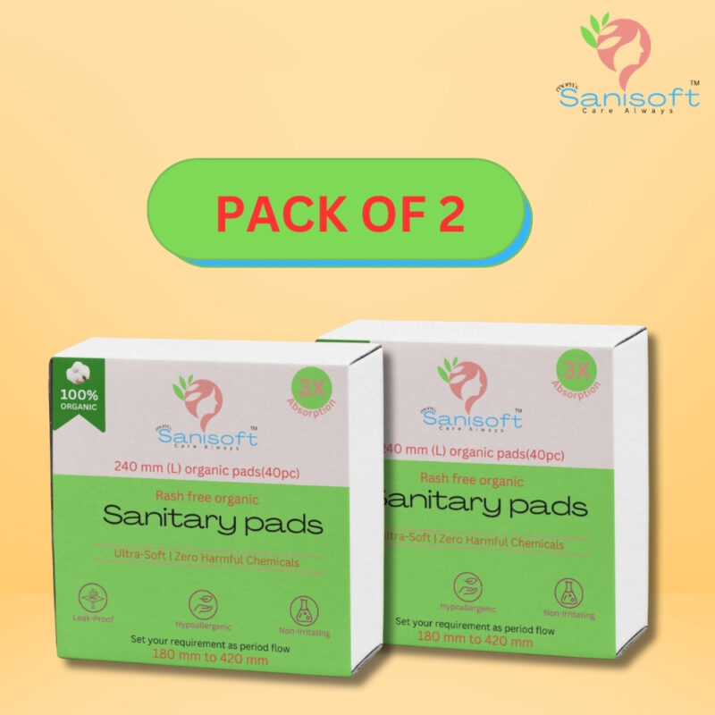 Sanisoft 240 mm (Large) Organic Cotton Sanitary Pads (80 Pc)
