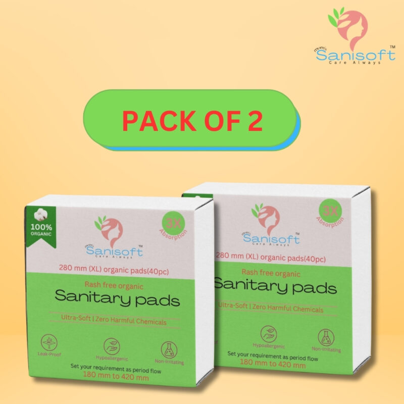 Sanisoft  280 mm (XL) Organic Cotton Sanitary Pads (80Pc)