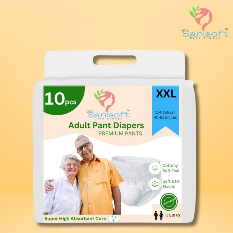 Sanisoft Premium Adult Diaper Pant Style (Pull Up) – Double Extra Large Size (XXL): 10 Pc