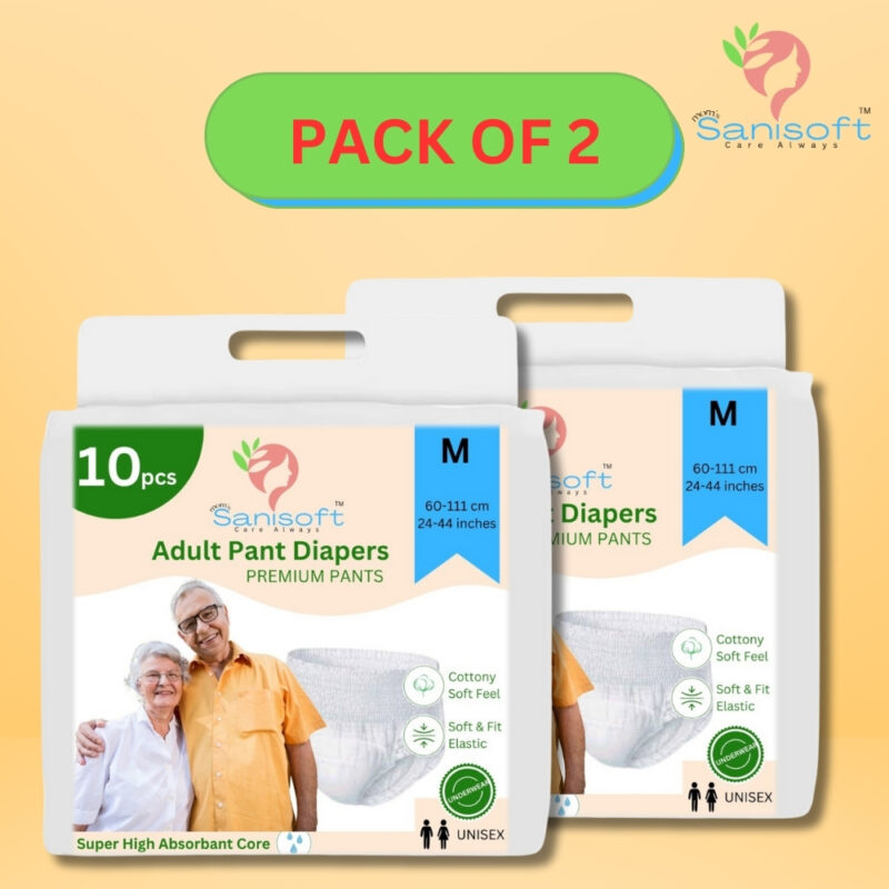 Sanisoft Premium Adult Diaper Pant Style (pull up)– Medium Size (M), 20 Pieces: