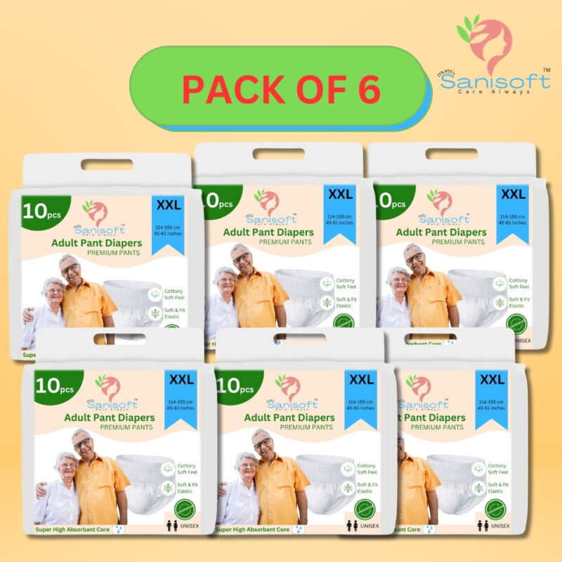 Sanisoft Premium Adult Diaper Pant Style (Pull Up) – Double Extra Large Size (XXL): 60 Pc