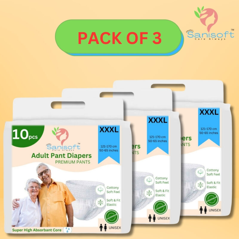 Sanisoft Premium Adult Diaper Pant Style (Pull Up) – Triple Extra Large Size (XXXL)-30 Pc