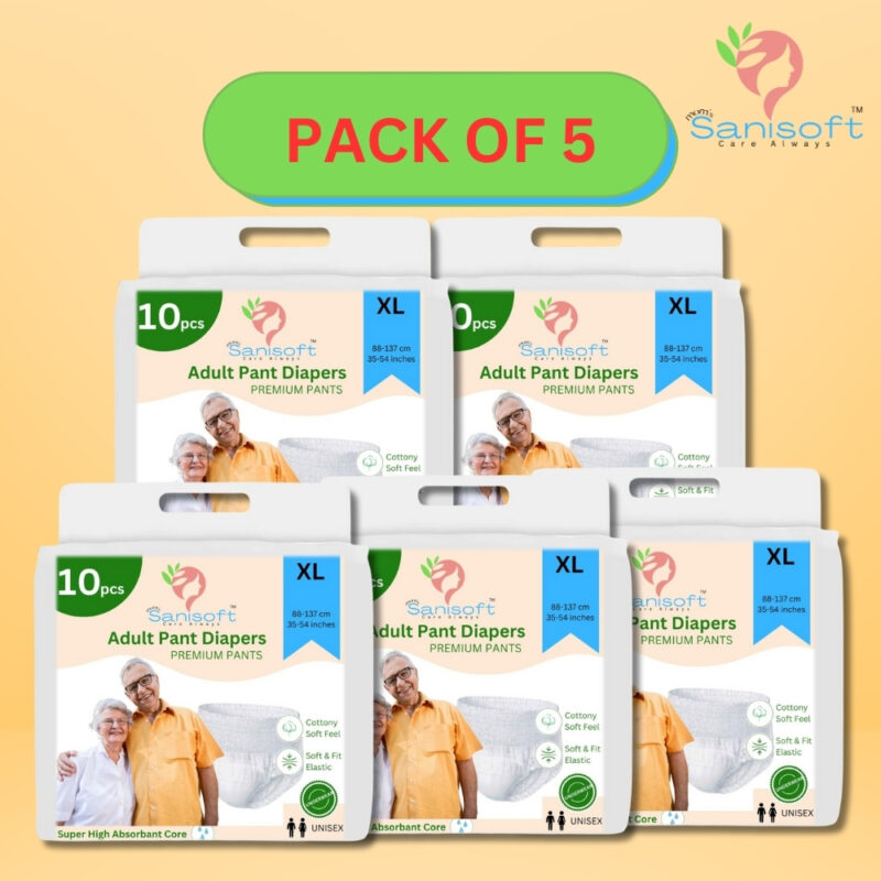 Sanisoft Premium Adult Diaper Pant Style (Pull Up) – Extra Large Size (XL): 50 Pc