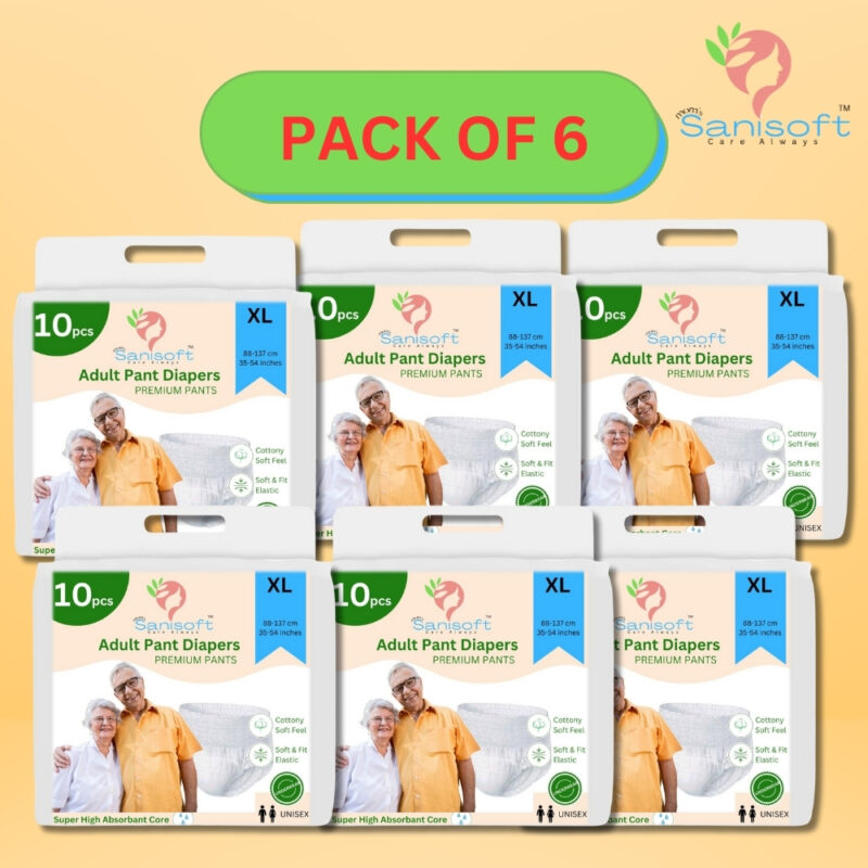 Sanisoft Premium Adult Diaper Pant Style (Pull Up) – Extra Large Size (XL): 60 Pc