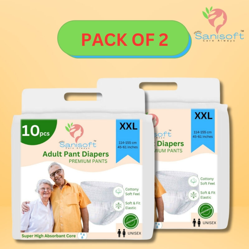 Sanisoft Premium Adult Diaper Pant Style (Pull Up) – Double Extra Large Size (XXL): 20 Pc