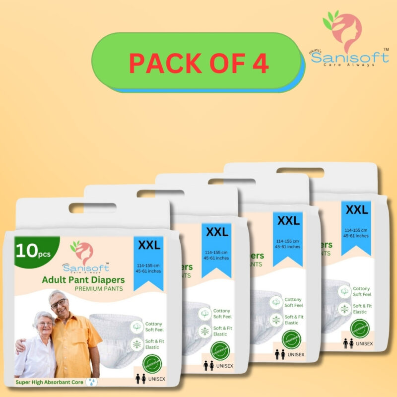 Sanisoft Premium Adult Diaper Pant Style (Pull Up) – Double Extra Large Size (XXL): 40 Pc