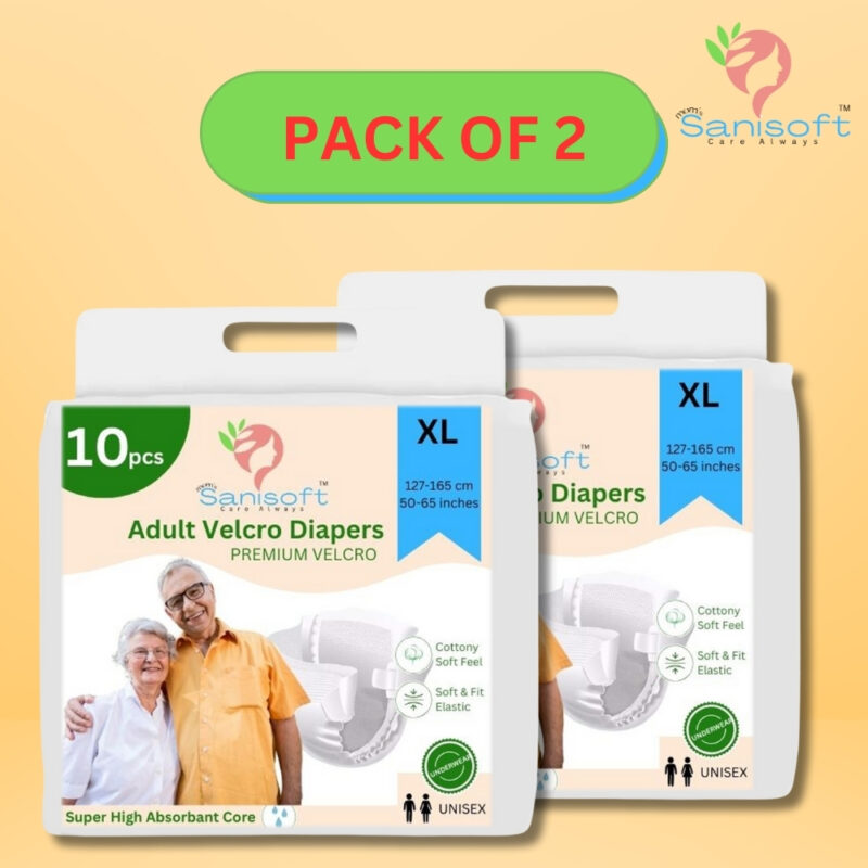 Sanisoft Premium Adult Diaper Tape Style (Velcro) – Extra Large Size  (XL) 20Pc