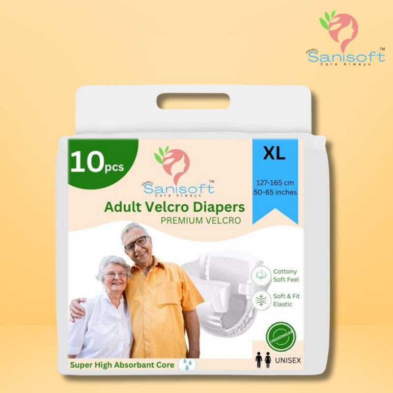 Sanisoft Premium Adult Diaper Tape Style (Velcro) – Extra Large Size  (XL) 10Pc