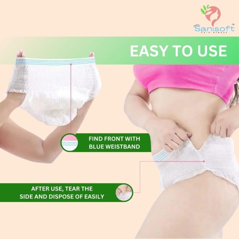Sanisoft Disposable Overnight / Rash free/ 360 Protection Free Size (22 inches to 40 inches) Period Panty (40 Pc) - Image 5