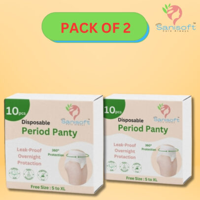 Sanisoft Disposable Overnight / Rash free/ 360 Protection Free Size (22 inches to 40 inches) Period Panty (20 Pc)