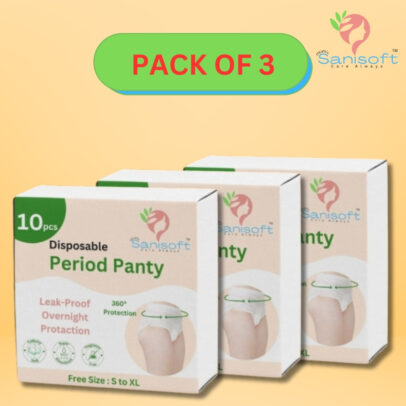 Sanisoft Disposable Overnight / Rash free/ 360 Protection Free Size (22 inches to 40 inches) Period Panty (30 Pc)