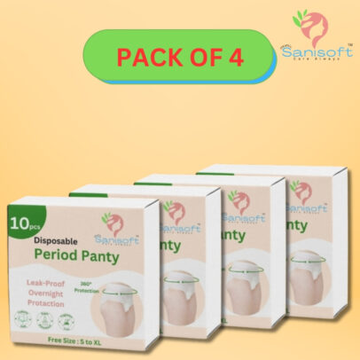 Sanisoft Disposable Overnight / Rash free/ 360 Protection Free Size (22 inches to 40 inches) Period Panty (40 Pc)